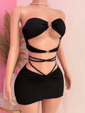 Ring Link Tube Top & Mini Skirt Set (Black)