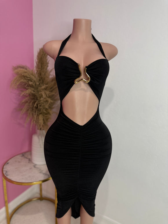 Halter Top Midi Dress (Black)