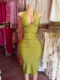 Halter Midi Dress (Olive)