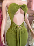 Strapless Maxi Dress (Olive)