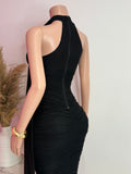 Mesh Midi Dress (Black)