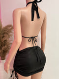 Halter Open Back MIni Dress (Black)