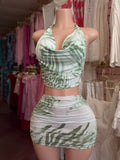 2 Pc Set Halter Top & Skirt