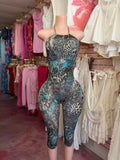 Animal Print Open Back Jumpsuit