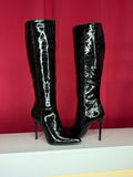 Pointed Toe Croc High Boots