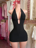 Halter Mini Dress (Orange & Black)