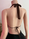 Halter Top Open Back (Brown)