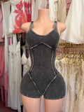 Ribbed Romper (Grey)