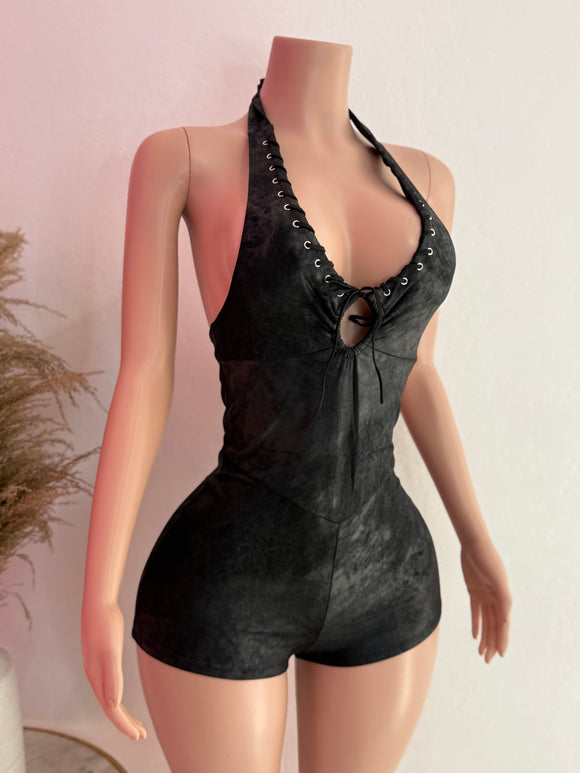 Halter Top Romper (Black)