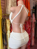 Open Back Mini Dress (White)