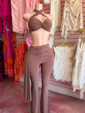 2 PC Halter Top & Bottoms (Brown)
