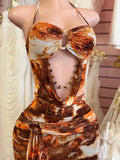 Halter Mini Dress W/ Drape