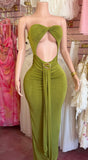 Strapless Maxi Dress (Olive)