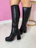 Block Heel Knee High Boot (Black)