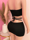 Ring Link Tube Top & Mini Skirt Set (Black)