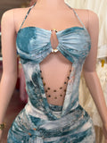 Mesh Mini Dress (Turquoise)