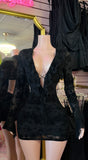 Long sleeve Mesh Dress (Black)