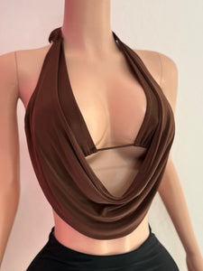 Halter Top Open Back (Brown)