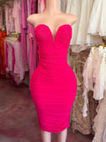 Mesh Midi Dress (Fuchsia)