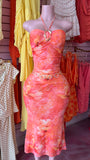 Floral Midi Dress W/ Gold Detail