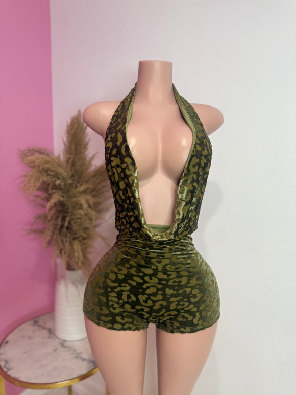 Lepard Romper (Olive)