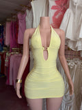 Halter Top Mini Dress (Yellow)