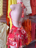 Animal Print Halter Romper Dress