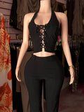 Halter Top & Pant Set (Black)