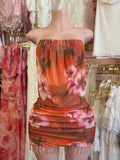 Floral Strapless Bandeau Style Dress