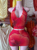 Floral 2 PC Set W/ Sparkly Rhinestones
