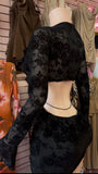 Long sleeve Mesh Dress (Black)