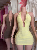 Halter Top Mini Dress (Yellow)