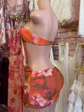 Floral Strapless Bandeau Style Dress