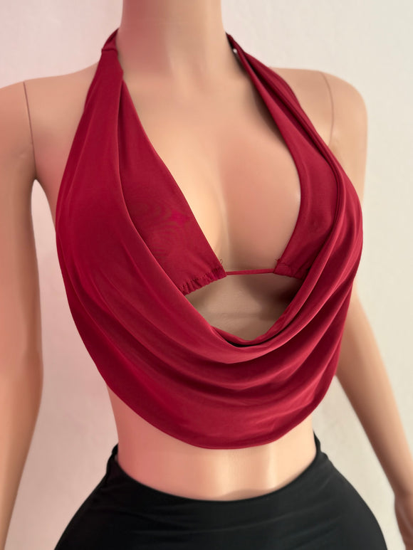Halter Top Open Back (Burgundy)