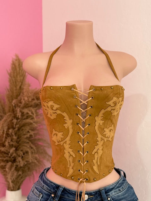 Cowgirl Corset Top (Brown)