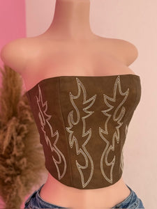 Cowgirl Corset Top (Brown)