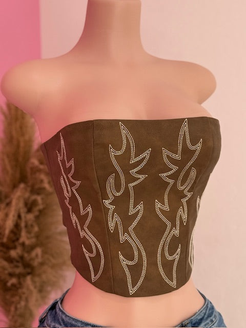 Cowgirl Corset Top (Brown)